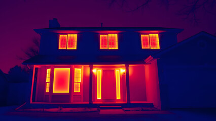 Thermal Imaging Building Energy Audit of a Residential House at Night