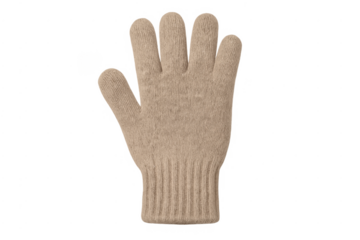 Beige knitted wool glove providing winter warmth