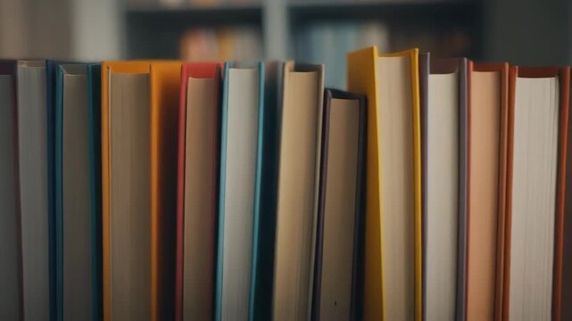 Colorful Books Stand Side By Side in A Library With Shelving System