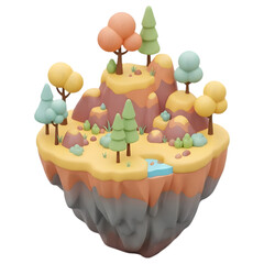 Cute stylized floating island fantasy landscape rendering art
