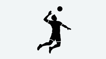 Obraz premium Man Jumping to Hit Volleyball Silhouette.