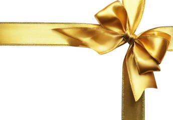 golden ribbon bow on an empty gift card