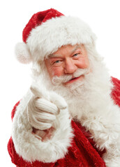 santa claus smiling and pointing with his finger