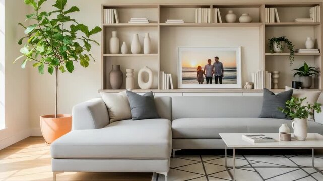 Modern interior design living room with furniture and decor