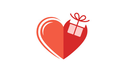 Red Heart Shaped Gift Box Illustration.