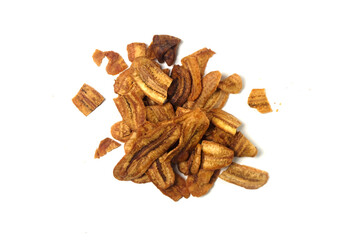 banana chips caramel brown sugar isolated on white background