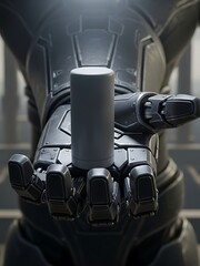Cylindrical Object Offered By Futuristic Robotic Arm Technology Still Life