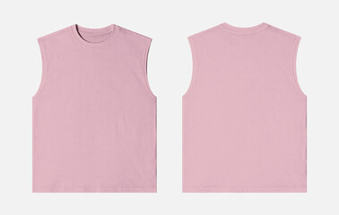 Soft Pink Sleeveless T-Shirt Mockup Front and Back Views Isolated on White