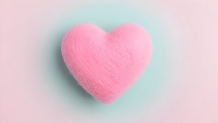 Fototapeta premium A soft pink heart shaped object rests on a pastel background with a gradient of soft colors