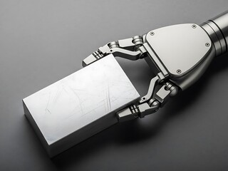 Robotic Arm Grasping Metallic Block in Precise Industrial Operation