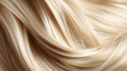 Close-up Macro Shot of Flowing Blonde Hair Strands with Subtle Highlights.