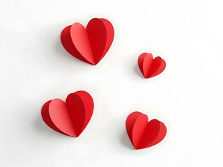 Red Paper Hearts on White