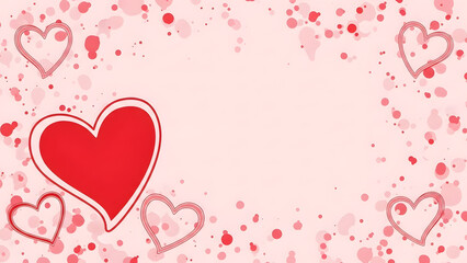 a soft pink background adorned with scattered red hearts and small red polka dots creating a romantic and celebratory feel perfect for valentines day