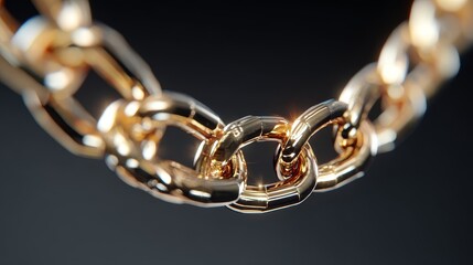 Fototapeta premium Close-up of a single jewelry chain in 2D, detailed metallic texture and links, elegant minimalist design, shiny surface, sophisticated style, luxurious fashion accessory concept