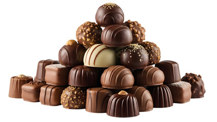 A delightful assortment of assorted chocolates is artfully piled in a tempting display