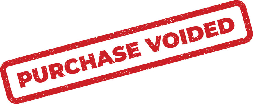 Distressed rubber stamp effect indicating a purchase transaction has been voided or cancelled officially