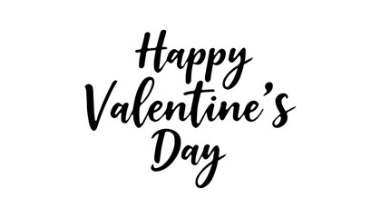 Happy Valentine&rsquo;s Day Black Handwritten Calligraphy Isolated on White Background