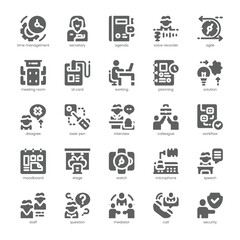 Business Meeting Icon pack for your website, mobile, presentation, and logo design. Business Meeting Icon solid design. Vector graphics illustration and editable stroke.