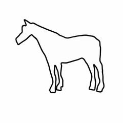 Simple horse outline drawing in black
