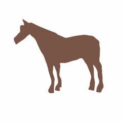 Brown horse silhouette standing alone in profile view