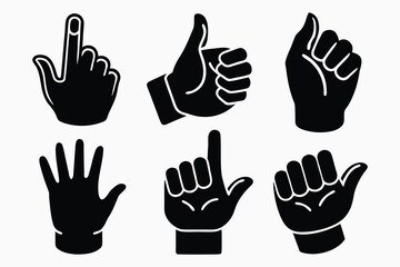 Obraz premium Minimalist Hand Gesture Emoji Icons for Web Design and App Interfaces, Featuring Like, OK, and Greeting Symbols
