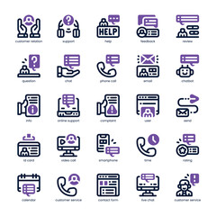 Customer Relation Icon pack for your website, mobile, presentation, and logo design. Customer Relation Icon dual tone design. Vector graphics illustration and editable stroke.