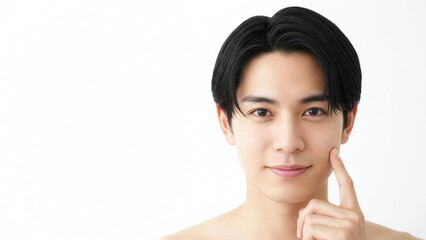清潔感のある日本人男性のスキンケアイメージ