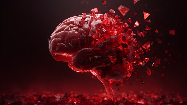 Exploding Brain Concept Art Representing Mental Health Crisis.
