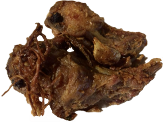 isolated fried chicken with shallots in golden brown, deep fried chicken wing  
