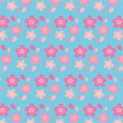 桜のイラストのテキスタイル素材/Cherry blossom illustration textile material