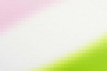 絵画用キャンバスと、ピンクと緑のモザイク