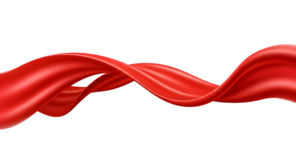 A flowing wave of vibrant red fabric against a stark black background creating a dynamic and elegant visual with soft light reflections