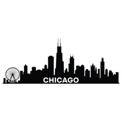Fototapeta premium A striking black silhouette of the chicago skyline and ferris wheel