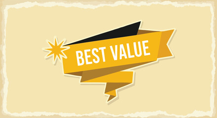 A vibrant yellow banner announcing best value in a subtle, textured background perfect for sales promotions and marketing campaigns