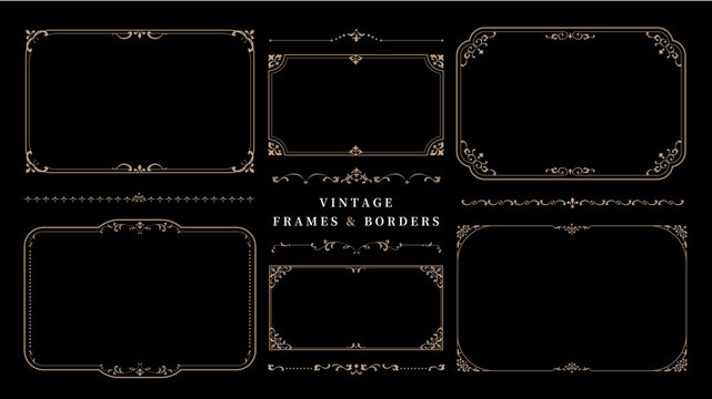ビンテージフレーム・罫線セット,アンティーク装飾素材
