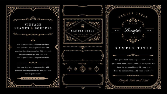 ビンテージフレーム・罫線セット,アンティーク装飾素材