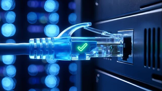 Network Cable Connecting to Server Data Center for Internet Speed