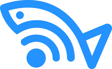 The logo is a fish and internet symbol. Unique and elegant