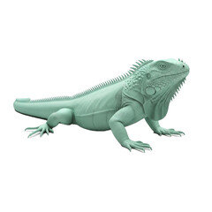Obraz premium Green iguana lizard a reptile with spiky dorsal crest resting on the ground.