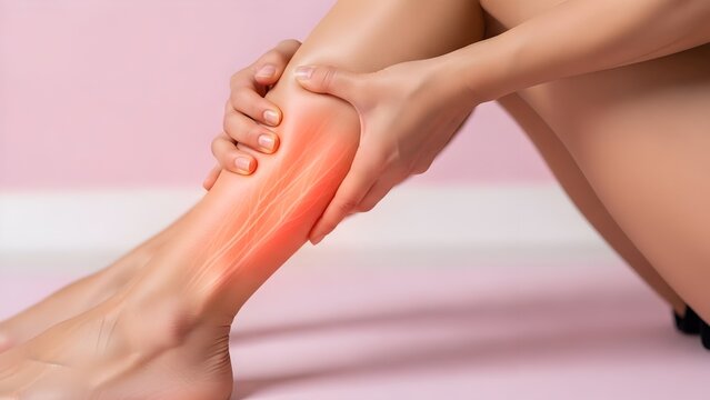 Intense Calf Muscle Spasm Illustration Showing Leg Pain and Varicose Vein Discomfort