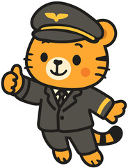 Obraz premium capt tiger give thumbs up vector illustration