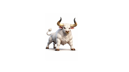Angry White Bull Elegant image on white background