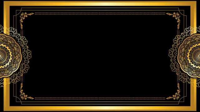 vintage gold frame with mandala ornament on black background