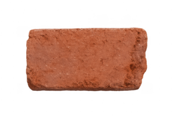 Red clay brick building material on transparent background