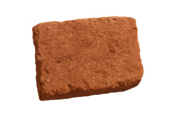 Single red brick for construction with transparent background