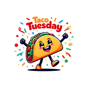 Taco tuesday illustration isolated on transparent background