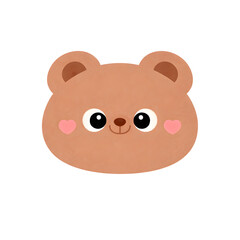 Obraz premium Cute Cartoon Bear Face with Big Eyes and Pink Cheeks Illustratio