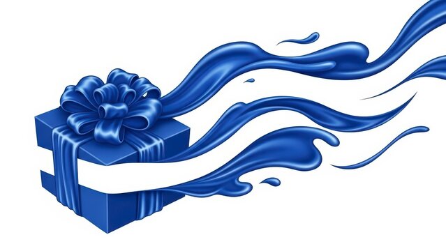 Blue Gift Box with Flowing Liquid Splashes. - Powered by Adobe