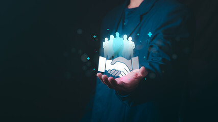 The CRM concept illustrates how business owners interact with a virtual customer data interface, customer segmentation and care, customer relationship management, segment focus, and data analytics.