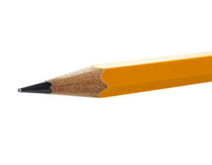 Close-up Macro Shot of a Sharpened Yellow Pencil Tip.